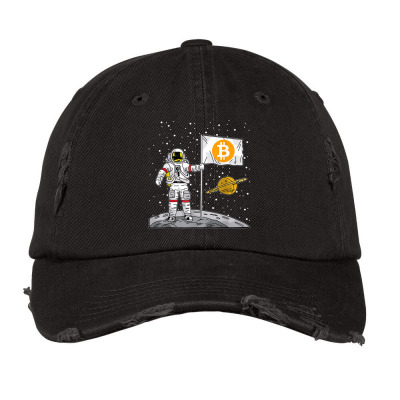 Bitcoin Astronaut To The Moon Blockchain Vintage Cap Designed By Bariteau Hannah