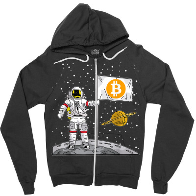 Bitcoin Astronaut To The Moon Blockchain Zipper Hoodie Designed By Bariteau Hannah