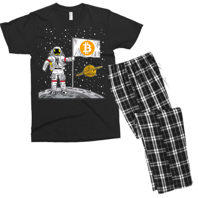 Bitcoin Astronaut To The Moon Blockchain Men's T-shirt Pajama Set Designed By Bariteau Hannah