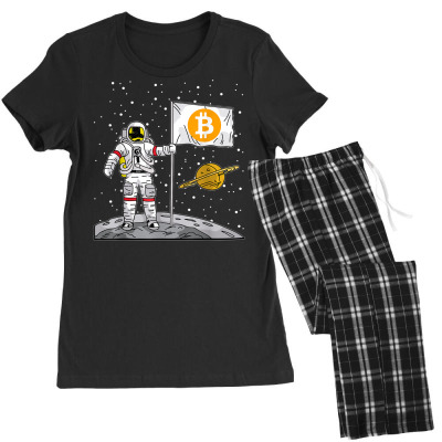 Bitcoin Astronaut To The Moon Blockchain Women's Pajamas Set Designed By Bariteau Hannah