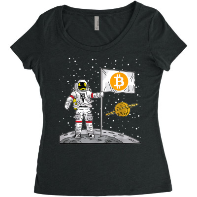 Bitcoin Astronaut To The Moon Blockchain Women's Triblend Scoop T-shirt Designed By Bariteau Hannah