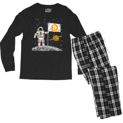 Bitcoin Astronaut To The Moon Blockchain Men's Long Sleeve Pajama Set Designed By Bariteau Hannah