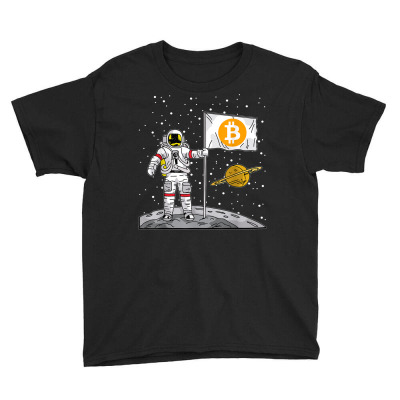 Bitcoin Astronaut To The Moon Blockchain Youth Tee Designed By Bariteau Hannah