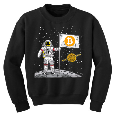 Bitcoin Astronaut To The Moon Blockchain Youth Sweatshirt Designed By Bariteau Hannah