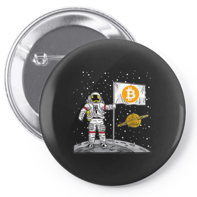 Bitcoin Astronaut To The Moon Blockchain Pin-back Button Designed By Bariteau Hannah
