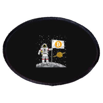 Bitcoin Astronaut To The Moon Blockchain Oval Patch Designed By Bariteau Hannah