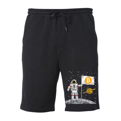 Bitcoin Astronaut To The Moon Blockchain Fleece Short Designed By Bariteau Hannah