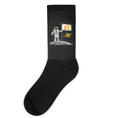 Bitcoin Astronaut To The Moon Blockchain Socks Designed By Bariteau Hannah