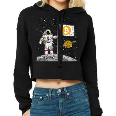 Bitcoin Astronaut To The Moon Blockchain Cropped Hoodie Designed By Bariteau Hannah