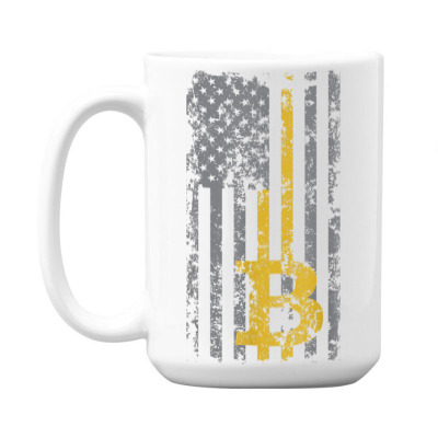 Bitcoin Usa Flag 15 Oz Coffee Mug Designed By Bariteau Hannah