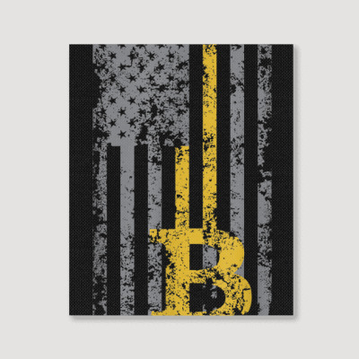 Bitcoin Usa Flag Portrait Canvas Print Designed By Bariteau Hannah