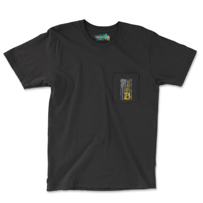 Bitcoin Usa Flag Pocket T-shirt Designed By Bariteau Hannah