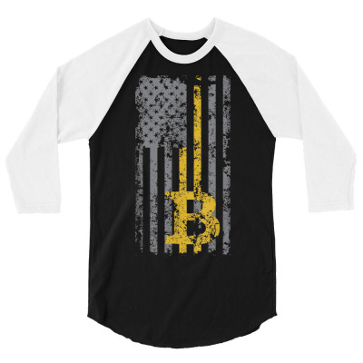 Bitcoin Usa Flag 3/4 Sleeve Shirt Designed By Bariteau Hannah