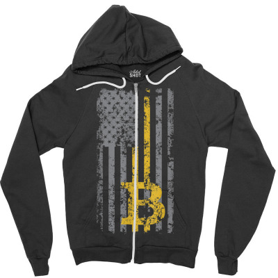 Bitcoin Usa Flag Zipper Hoodie Designed By Bariteau Hannah