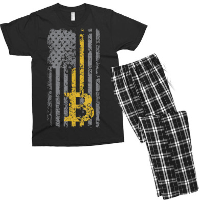 Bitcoin Usa Flag Men's T-shirt Pajama Set Designed By Bariteau Hannah