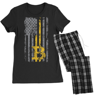 Bitcoin Usa Flag Women's Pajamas Set Designed By Bariteau Hannah