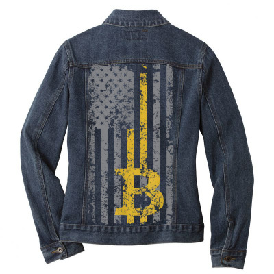 Bitcoin Usa Flag Ladies Denim Jacket Designed By Bariteau Hannah