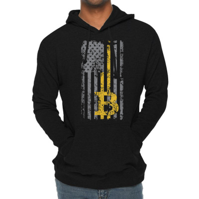 Bitcoin Usa Flag Lightweight Hoodie Designed By Bariteau Hannah