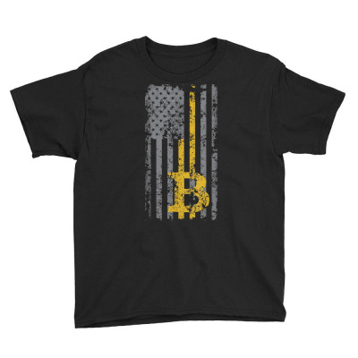 Bitcoin Usa Flag Youth Tee Designed By Bariteau Hannah