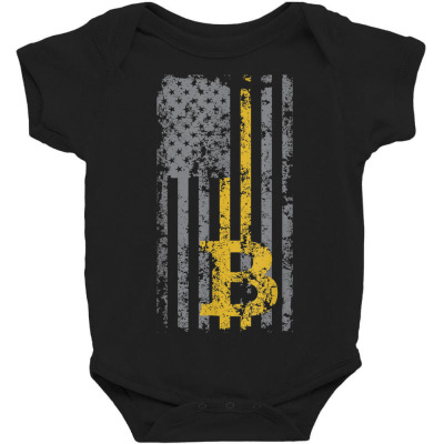 Bitcoin Usa Flag Baby Bodysuit Designed By Bariteau Hannah