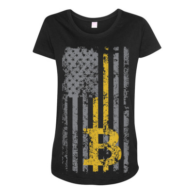 Bitcoin Usa Flag Maternity Scoop Neck T-shirt Designed By Bariteau Hannah