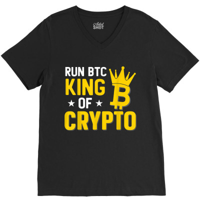 King Of Crypto Bitcoin V-neck Tee Designed By Bariteau Hannah