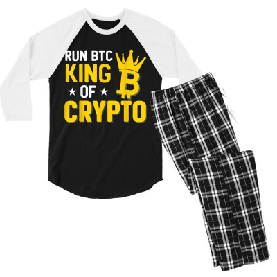 King Of Crypto Bitcoin Men's 3/4 Sleeve Pajama Set Designed By Bariteau Hannah