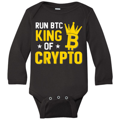 King Of Crypto Bitcoin Long Sleeve Baby Bodysuit Designed By Bariteau Hannah