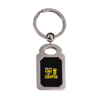King Of Crypto Bitcoin Silver Rectangle Keychain Designed By Bariteau Hannah