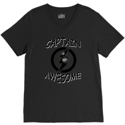 captain awesome tshirt funny humor tee comic vintage new lightning vtg V-Neck Tee | Artistshot