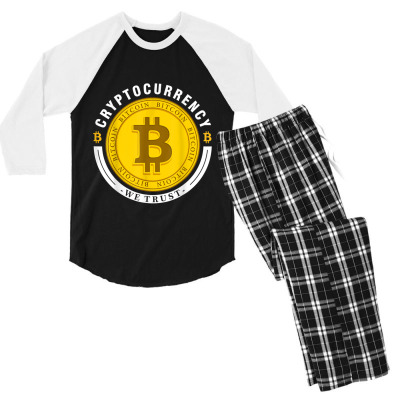 Cryptocurrency In Bitcoin Btc We Trust Men's 3/4 Sleeve Pajama Set Designed By Bariteau Hannah