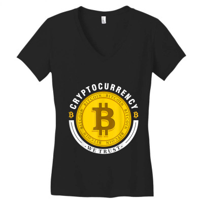 Cryptocurrency In Bitcoin Btc We Trust Women's V-neck T-shirt Designed By Bariteau Hannah