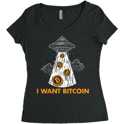 I Want Bitcoin Ufo Btc Women's Triblend Scoop T-shirt Designed By Bariteau Hannah