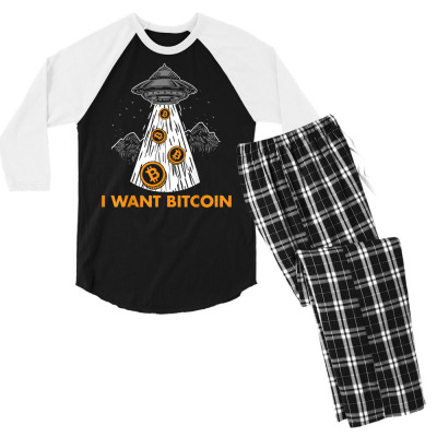 I Want Bitcoin Ufo Btc Men's 3/4 Sleeve Pajama Set Designed By Bariteau Hannah