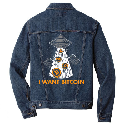 I Want Bitcoin Ufo Btc Men Denim Jacket Designed By Bariteau Hannah