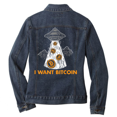 I Want Bitcoin Ufo Btc Ladies Denim Jacket Designed By Bariteau Hannah