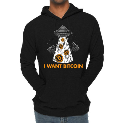 I Want Bitcoin Ufo Btc Lightweight Hoodie Designed By Bariteau Hannah