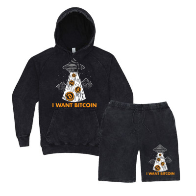I Want Bitcoin Ufo Btc Vintage Hoodie And Short Set Designed By Bariteau Hannah