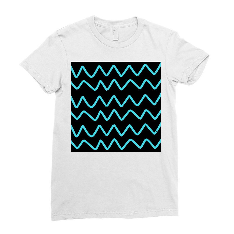 Sky Blue Zigzags Lines Art Ladies Fitted T-Shirt by American choice | Artistshot