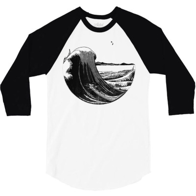 Famous Vintage Japanese Art Great Wave Remix Hokusai Stylish T Shirt 3/4 Sleeve Shirt Designed By Ayedencoplon