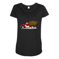 Goat Red Plaid Truck Christmas Maternity Scoop Neck T-shirt | Artistshot