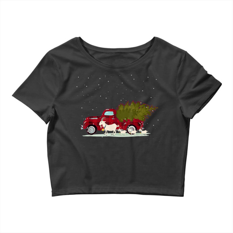 Goat Red Plaid Truck Christmas Crop Top | Artistshot
