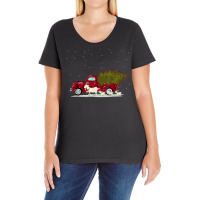 Goat Red Plaid Truck Christmas Ladies Curvy T-shirt | Artistshot