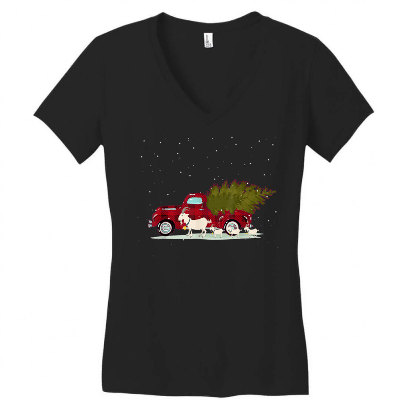 Goat Red Plaid Truck Christmas Women's V-neck T-shirt | Artistshot