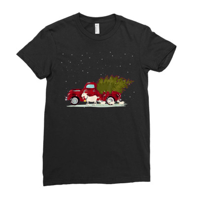 Goat Red Plaid Truck Christmas Ladies Fitted T-shirt Designed By Koopshawneen