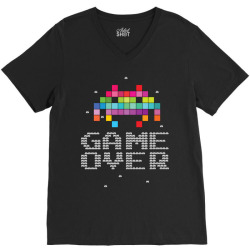 Game Over Pixel 8 bit V-Neck Tee | Artistshot