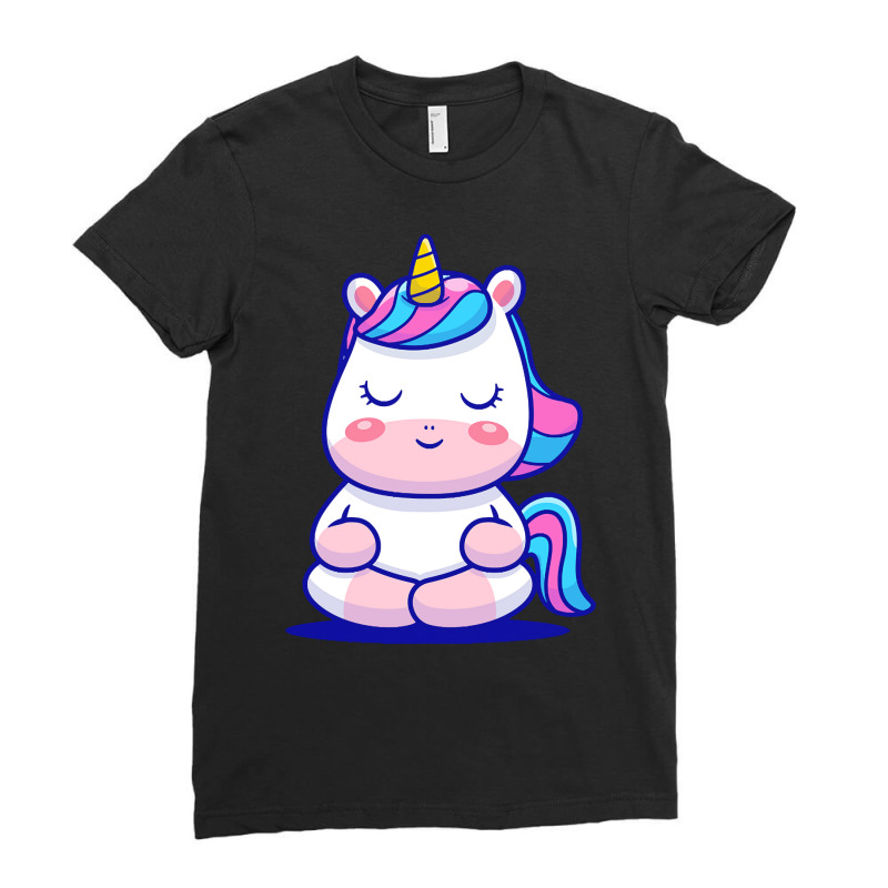 Meditation T  Shirt Cute Unicorn Meditation T  Shirt Ladies Fitted T-Shirt by adolphsteuber754 | Artistshot