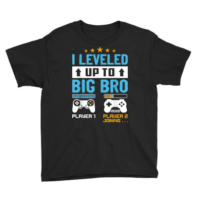 Promoted To Big Bro 2022 Leveled Up To Big Brother Est 2022 T Shirt Youth Tee Designed By Chrishawndemarius