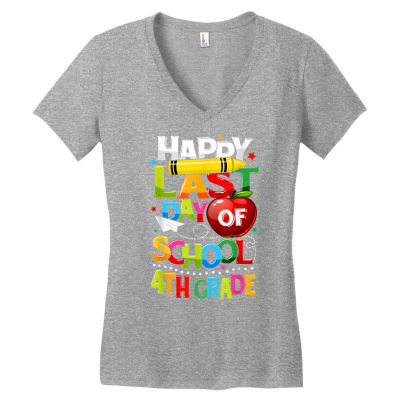 Happy Last Day Of 4th Grade Last Day Of School Teacher Gift T Shirt Women's V-neck T-shirt Designed By Butledona