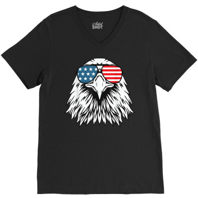 Sunglasses Eagle Merica 4th Of July Usa American Flag Mens T Shirt V-neck Tee Designed By Ryleiamiy
